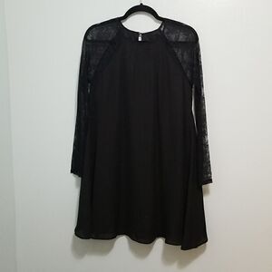 Everly black dress with lace sleeves. Size L.